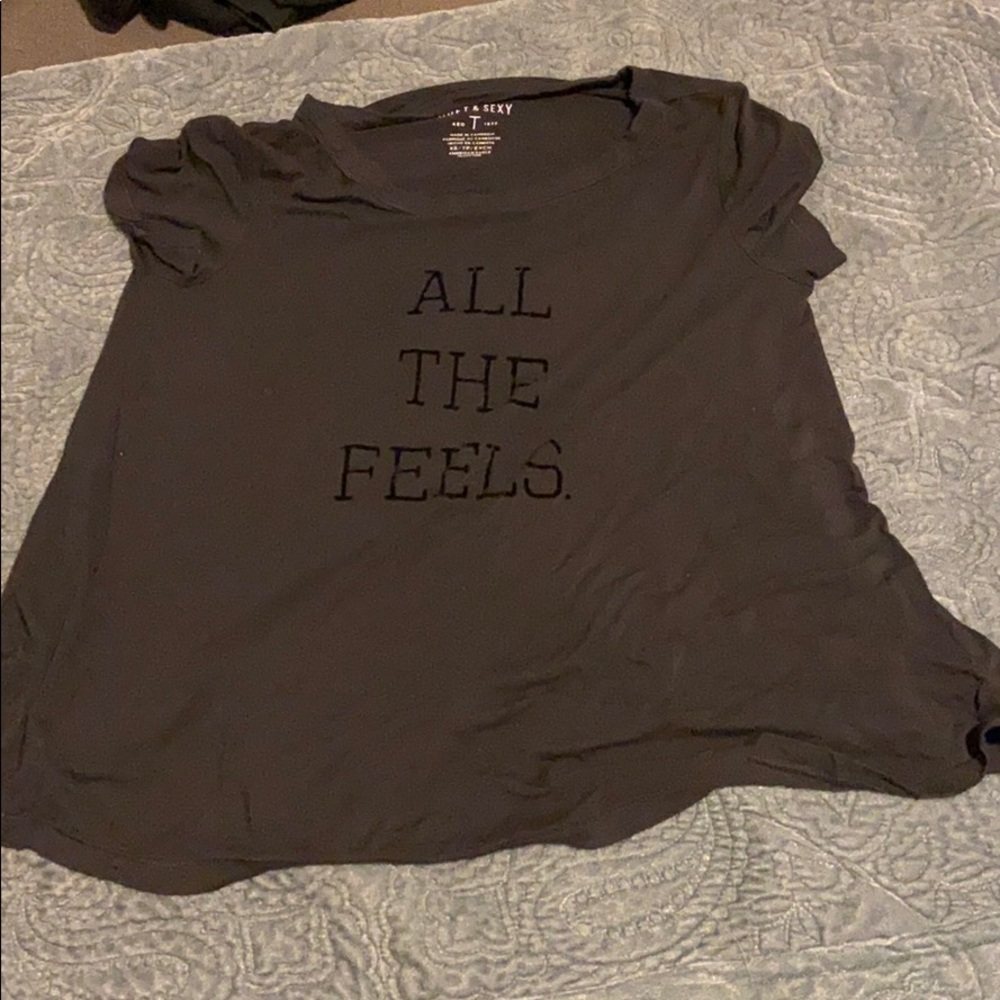 black graphic tee
